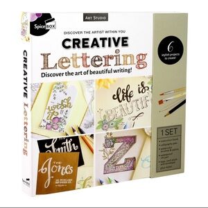 SpiceBox Creative Hand Lettering Kit, Learn Calligraphy Set with Workbook